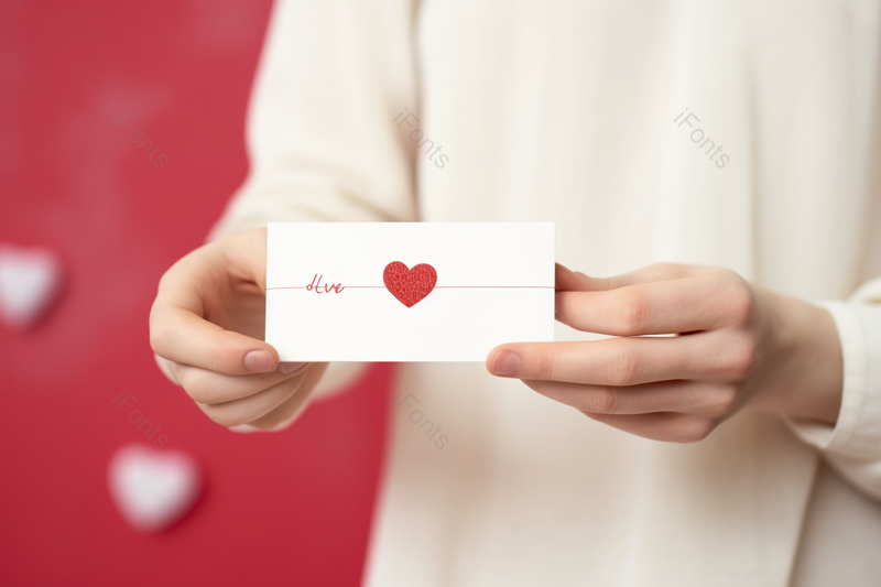 手持画着爱心的卡片向前递情书特写浪漫粉色背景,高清,摄影图,摄影图片,图片大全,摄影图免费下载